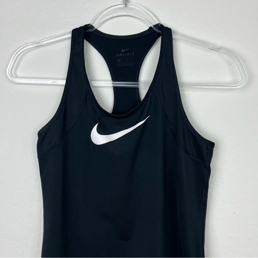 Nike Black Tank Top Front White Swoosh
